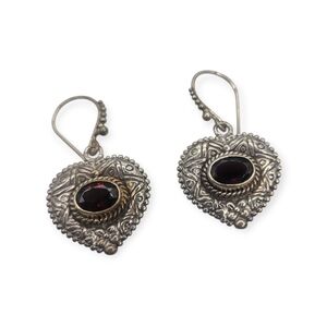 Garnet Heart Earrings